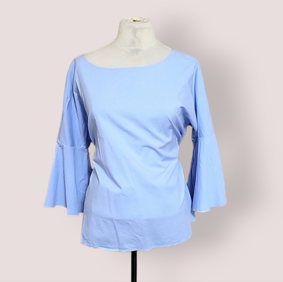 Lord & Taylor Light Blue Cotton Top Flare Sleeves Sz US XLARGE - Picture 2 of 6
